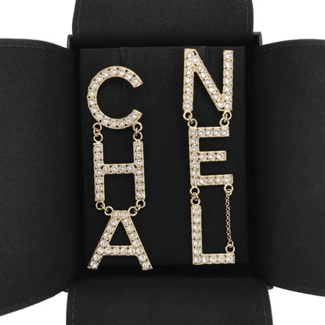 chanel crystal letter earrings price|authentic chanel earrings.